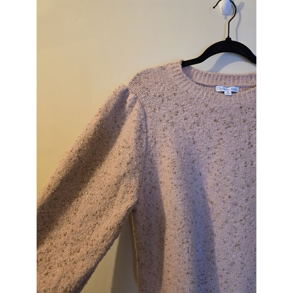 Ophelia Roe Sweater Womens Size XL Light Pink With Gold Flecks Oversized Cottage - Picture 5 of 6